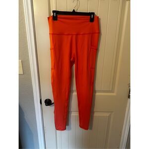 NWOT CVG Orange Spandex Polyester Pocket Workout High Rise Leggings Women Sz XL